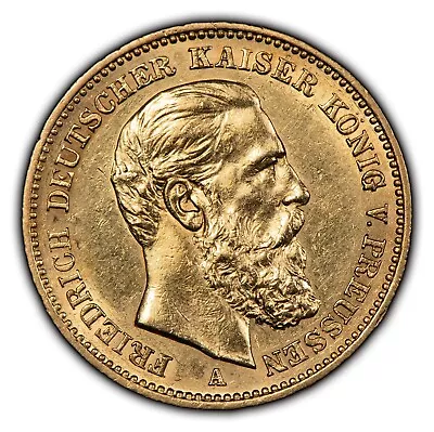 1888-A German States Prussia 20 Mark Gold Coin - KM515 - 0.2305 AGW - SKU-G2243 • $795