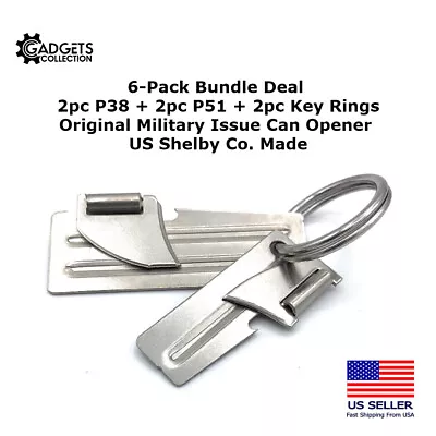 6pc Bundle P38 & P51 & Steel Key Ring Genuine Can Opener Survival US Shelby Co • $8.99