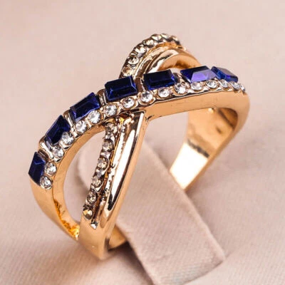 £3.49 • Buy 18k Yellow Gold Plated Rings Fashion Zirconia Rings For Women Jewelry Size 6-12