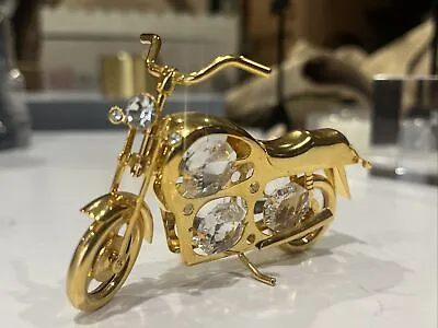 Swarovski Motorcycle Figurine Clear Crystals Gold Plate 2.25 X 3.5 • $19.99