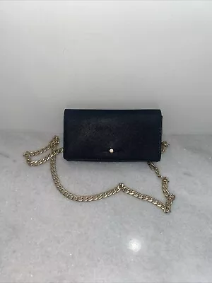 J.crew Leather Chain Wallet Handbag Clutch Black • $19