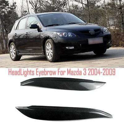 Carbon Fiber Eyelids Eyebrows Lids Headlight Trim Covers For Mazda 3 2004-2009 • $62.99