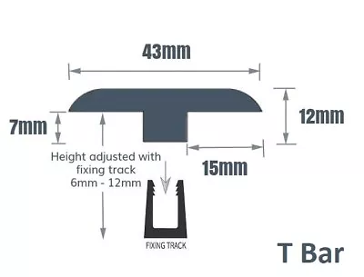 Laminate Flooring Door Bar Threshold Strip T Bar 16 Modern Colours 0.9m/2.4m • £9.99