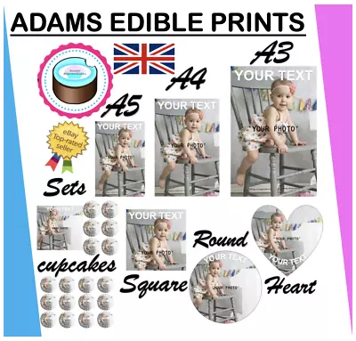£4.20 • Buy YOUR OWN EDIBLE PHOTO Cake Topper, Personalised Image, Quality ICING OR WAFER