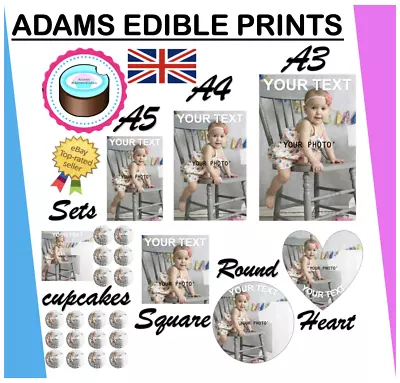 YOUR OWN EDIBLE PHOTO Cake Topper Personalised Image Quality ICING OR WAFER • £13.04