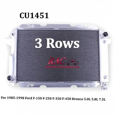 3 Row Aluminum Radiator For 85-98 Ford TRUCK F250 F250HD F350 460 351 302 Motor • $178