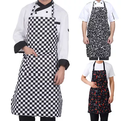 Cooking Apron Kitchen Chef Waiter Bib Aprons With 2 Pockets For Men Women • $9.89