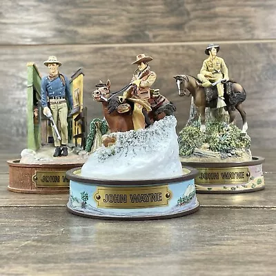 Franklin Mint John Wayne Figurines Western Cowboy Missing Glass Domes Lot 3-READ • $60