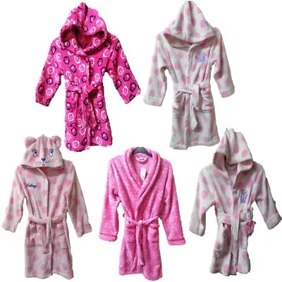 Girls Super Soft Pink Fleece Dressing Gown Age 12-18 Months 2/3 5/6 12/13 Years • £7.49