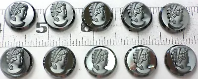 $14.77 • Buy 10 Vintage 18mm Round W Germany Glass Hematite Women Cameos Cabochons Cab P53