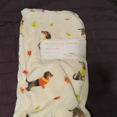 Dachshund Dog Fall Leaves Soft Oversized Throw Blanket 50” X 70” NWT • $39.99