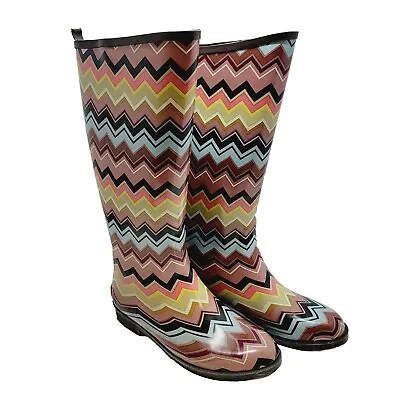 Missoni For Target Women's Sz 6 Chevron Tall Rain Boots  Zig Zag Multicolor  • $24.99