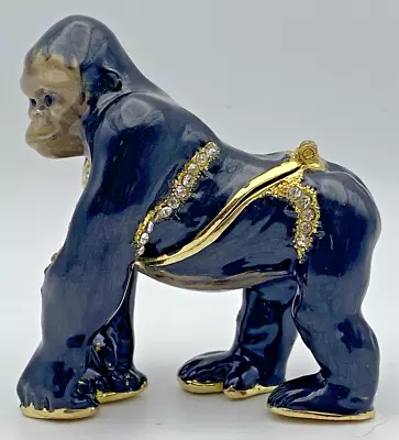 Swarovski Crystal Accented Enamel Hinged Lid Trinket Box - GORILLA • $47.99