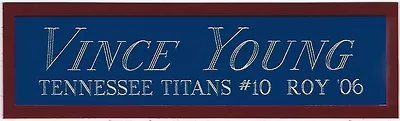 VINCE YOUNG TITANS NAMEPLATE FOR AUTOGRAPHED Signed Football HELMET JERSEY PHOTO • $10