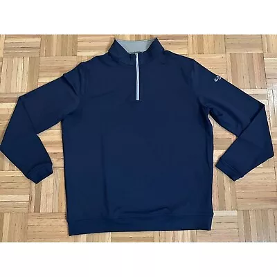 Peter Millar Crown Sport 1/4 Zip Perth Golf Shirt Pullover Mens Large Navy Blue • $29.95