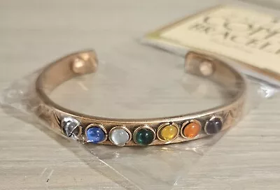 Copper 7 Chakra Crystal Bracelet Adjustable Magnetic Cuff Reiki Healing Gemstone • $19.99