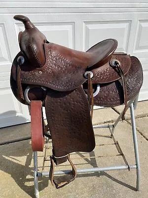 Used/vintage/antique 14.5 - 15  Round Skirt Slick Seat Western Saddle US Made • $99