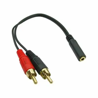 £2.49 • Buy 20cm 3.5mm Jack Female Socket To 2 RCA Phono Plugs Adapter Y Splitter Cable Lead