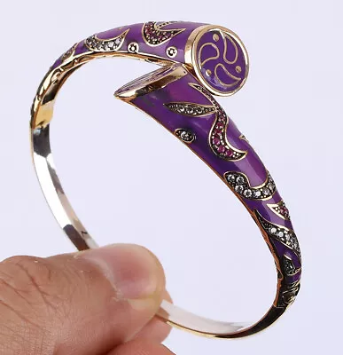 $50.50 • Buy Enamel Turkish Simulated Ruby .925 Silver & Bronze Bangle Bracelet #43546