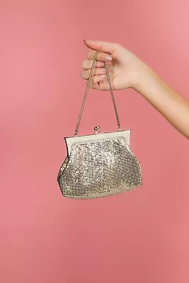 50s 60s Vintage Silvertone Chain Mail Glomesh Evening Bag • £38