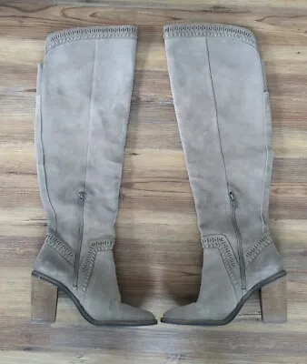 Vince Camuto Madolee Womens Size 9 Suede Taupe Over The Knee Tall Riding Boots • $40