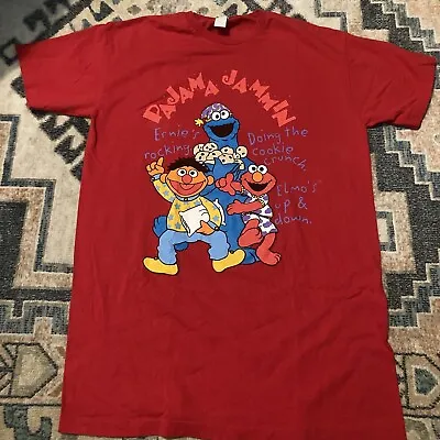 Vintage Elmo Cookie Monster T Shirt Size M Red Sesame Street Mens Pajama 90s • $27