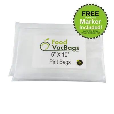 $12.99 • Buy 100 6X10 PINT FoodVacBags Vacuum Seal Bags For FoodSaver Machines Embossed Bag