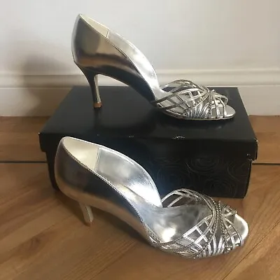 Silver Peep Toe Shoes Size 6 Uk/39 Web By John Lewis NEW Gems Bridal Cruise … • £29.99
