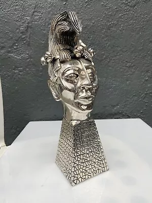 Vintage 999 Sterling Silver Aztec Head Sculpture Statue Mexico Zanfeld 12 1/2”  • $379