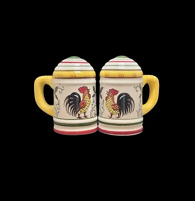 Vintage PY Ucagco Roosters And Roses Early Provincial Salt Pepper Shakers • $11.69