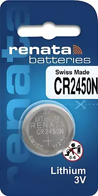 RENATA® CR2450N Lithium Coin Cell Button Battery 3V SWISS MADE Long Expiry Date • £3.94