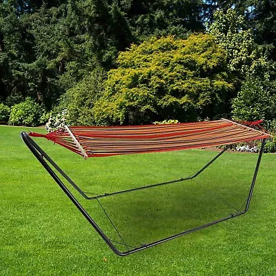 Hammock With Metal Stand Frame Garden Camping Outdoor Patio Swing Bed Portable • £39.99