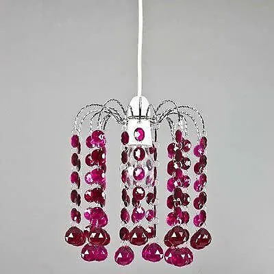 Chandelier Style Modern Ceiling Light Shade Droplet Pendant Acrylic Crystal Bead • £8.75