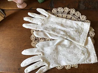 Vintage Antique 1940’s White Super Dressy Beaded Gloves • $39.99