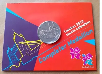 London 2012 Olympic Games 50p OFFICIAL COMPLETER MEDALLION Rare BUNC Pack • £45