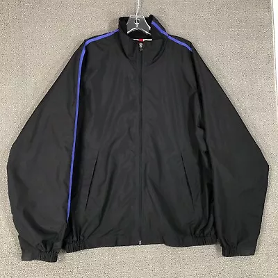 VINTAGE Nautica Jacket Mens Large Black Competition Spell Out Windbreaker Coat • $4.74