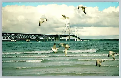 The Mackinac Bridge Joining Michigan's Peninsulas - Vintage Postcard - Unposted • $3.99