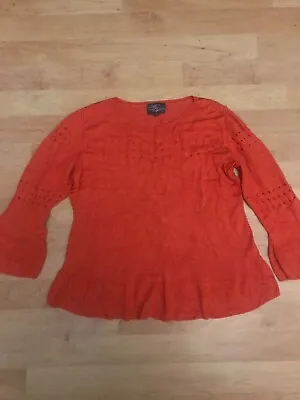 £0.40 • Buy Little Miss Captain Size M Size 10 Approx Orange Jumper With Hole Detail