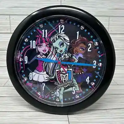 Monster High Wall Clock Round Mechanical Hands 2014 Frankie Stein Dragulara • $14.97