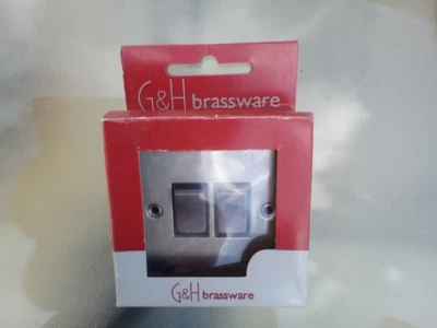 G&H TSN302 Trimline Plate Satin Nickel 2 Gang 1 Or 2 Way Rocker Light Switch • £14.90