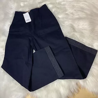 ZARA Woman Black FLARED FLOWING 100% Cotton Pants Career Size XS 28x29 NWT $50 • $33.99