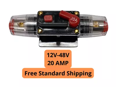 20 Amp Inline Waterproof Circuit Breaker Auto/Marine/Solar Manual Reset 12V-48V • $10.49