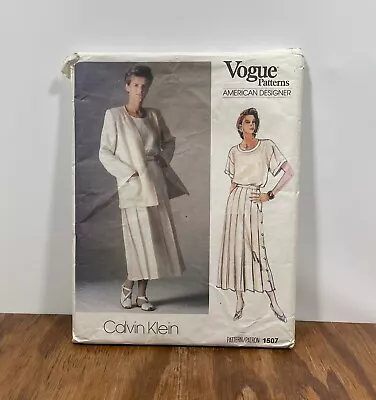 Vogue American Designer Pattern 1507 Calvin Klein Size 14 Bust 36 Vintage 1980 • $18