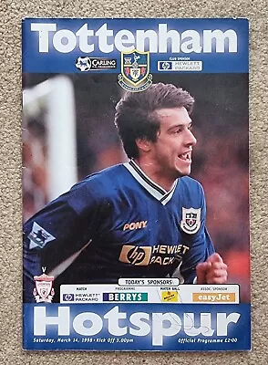 £1 • Buy Tottenham Hotspur V Liverpool 3pm 14th March 1998 Signed Programme