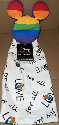 DISNEY Mickey Mouse PRIDE RAINBOW HANGING KITCHEN TOWEL NEW • $11.96