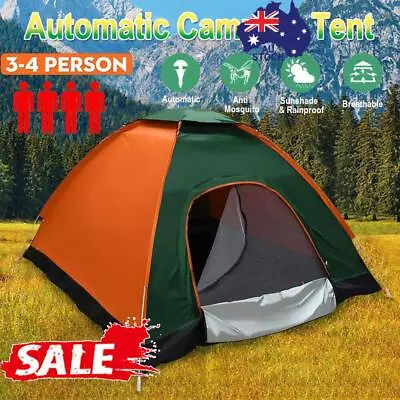 3-4 Man Pop Up Tent Automatic Camping Tent Waterproof Outdoor Hiking Family Tent • $32.88