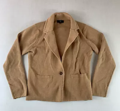 J Crew 365 Women Sweater Blazer  Small Beige Camel Single Button Wool Blend • $15