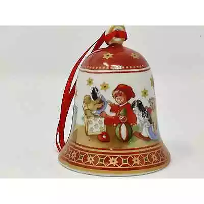 Villeroy Boch 1748 Christmas Bell Ornament Children Opening Presents • $24