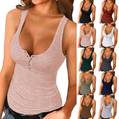 £9.89 • Buy Womens Sexy Slim Tank Tops Sleeveless Summer Casual Plain Camisole Vest T-Shirt