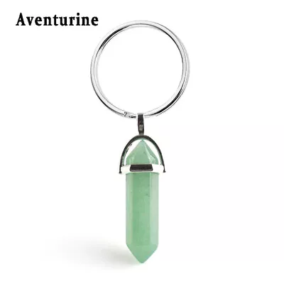 $1.72 • Buy Natural Terminated Carved Point Crystal Keychain Reiki Healing Gemstone Keyring